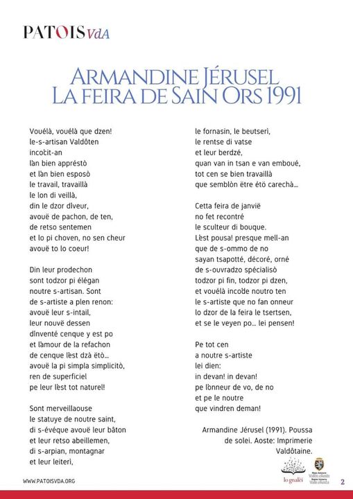 Avétsa l'imadze Armandine Jerusel, La feira de Sain Ors 1991 - Verchón orijinala