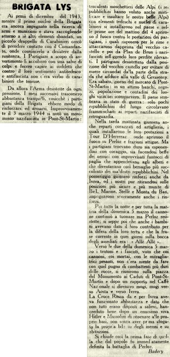 Regarde l'image  Article de Bono Badéry « Bono ou Spaccamonti » publié dans « Lo Partisan » du 22 novembre 1945