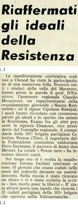 Visualizza immagine Articolo pubblicato su “Il Lavoro - Le Travail” del 22 settembre 1964